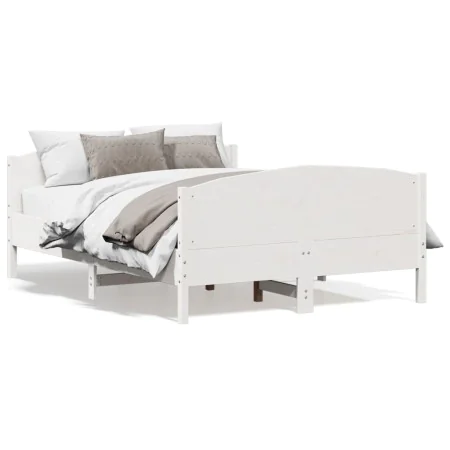 Bed frame with white pine wood headboard 140x200 cm by , Beds and slatted bases - Ref: Foro24-3216174, Price: 219,76 €, Disco...