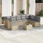 Gartensofa-Set mit beigen Kissen, 10-teilig, synthetisches Rattan von , Gartensets - Ref: Foro24-3218079, Preis: 646,36 €, Ra...