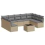 Gartensofa-Set mit beigen Kissen, 10-teilig, synthetisches Rattan von , Gartensets - Ref: Foro24-3218079, Preis: 646,36 €, Ra...