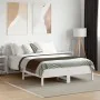 Bed frame with white pine wood headboard 140x190 cm by , Beds and slatted bases - Ref: Foro24-842603, Price: 129,65 €, Discou...