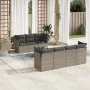 Garden sofa set 8 pieces and gray synthetic rattan cushions by , Garden sets - Ref: Foro24-3217280, Price: 537,53 €, Discount: %