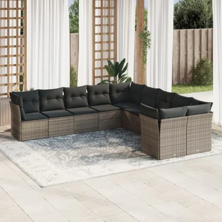 10-piece garden sofa set with gray synthetic rattan cushions by , Garden sets - Ref: Foro24-3218240, Price: 636,10 €, Discoun...