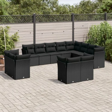 Set Gartensofas 12 Stück Kissen synthetisches Rattan schwarz von , Gartensets - Ref: Foro24-3250364, Preis: 909,22 €, Rabatt: %