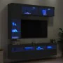 TV wall cabinet with LED lights 7 pieces black by , TV Furniture - Ref: Foro24-3216758, Price: 225,31 €, Discount: %