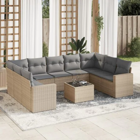 Garden sofa set with beige cushions 10 pieces synthetic rattan by , Garden sets - Ref: Foro24-3219399, Price: 653,11 €, Disco...