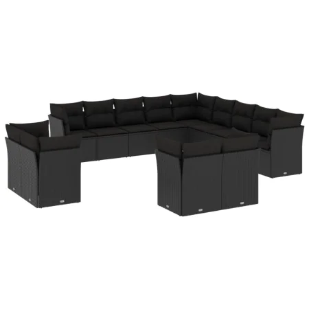 Gartensofa- und Kissenset 13-teilig aus schwarzem synthetischem Rattan von , Gartensets - Ref: Foro24-3250384, Preis: 979,80 ...