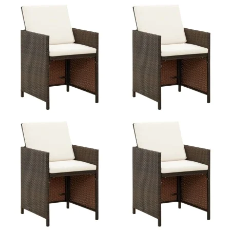 Garden chairs with cushions 4 units brown synthetic rattan by , Garden chairs - Ref: Foro24-316803, Price: 153,14 €, Discount: %