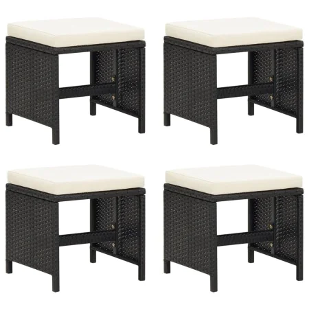 Garden stools 4 pieces with black synthetic rattan cushions by , Garden chairs - Ref: Foro24-316805, Price: 90,41 €, Discount: %