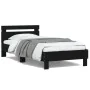 Bed frame with headboard and LED lights black 100x200 cm by , Beds and slatted bases - Ref: Foro24-838709, Price: 117,44 €, D...