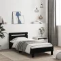 Bed frame with headboard and LED lights black 100x200 cm by , Beds and slatted bases - Ref: Foro24-838709, Price: 117,44 €, D...