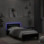 Bed frame with headboard and LED lights black 100x200 cm by , Beds and slatted bases - Ref: Foro24-838709, Price: 117,44 €, D...