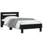 Bed frame with headboard and LED lights black 100x200 cm by , Beds and slatted bases - Ref: Foro24-838709, Price: 117,44 €, D...