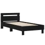 Bed frame with headboard and LED lights black 100x200 cm by , Beds and slatted bases - Ref: Foro24-838709, Price: 117,44 €, D...