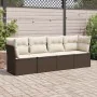 Garden sofa set 4 pieces with brown synthetic rattan cushions by , Garden sets - Ref: Foro24-3217233, Price: 268,64 €, Discou...