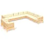 Garden furniture 10 pieces and solid pine wood cream cushions by , Garden sets - Ref: Foro24-3096911, Price: 819,82 €, Discou...