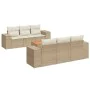 Set of 7-piece garden sofas and beige synthetic rattan cushions by , Garden sets - Ref: Foro24-3257668, Price: 624,66 €, Disc...