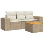 Gartensofa-Set mit Kissen, 4-teilig, beiges synthetisches Rattan von , Gartensets - Ref: Foro24-3257647, Preis: 340,66 €, Rab...