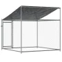 Dog cage roof and door gray galvanized steel 2x2x2 m by , Dog kennels and fences - Ref: Foro24-172559, Price: 149,63 €, Disco...