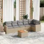 Set aus 7-teiligen Gartensofas und Kissen, synthetisches Rattan, beige von , Gartensets - Ref: Foro24-3224134, Preis: 482,00 ...