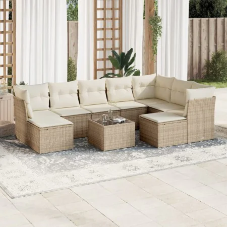 Gartensofa-Set mit beigen Kissen, 10-teilig, synthetisches Rattan von , Gartensets - Ref: Foro24-3250417, Preis: 834,86 €, Ra...