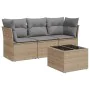 Gartensofa-Set mit Kissen, 4-teilig, beiges synthetisches Rattan von , Gartensets - Ref: Foro24-3249058, Preis: 271,57 €, Rab...