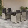 Garden dining set 5 pieces with light gray synthetic rattan cushions by , Garden sets - Ref: Foro24-3212855, Price: 625,15 €,...