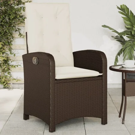 Garden recliner with brown synthetic rattan cushions by , Garden chairs - Ref: Foro24-365162, Price: 129,02 €, Discount: %