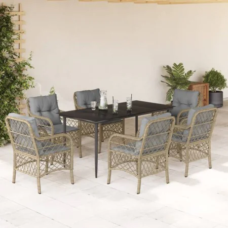 7-piece garden dining set with beige synthetic rattan cushions by , Garden sets - Ref: Foro24-3212156, Price: 738,14 €, Disco...