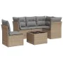 Gartensofa-Set mit Kissen, 6-teilig, beiges synthetisches Rattan von , Gartensets - Ref: Foro24-3249488, Preis: 427,88 €, Rab...