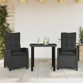 3-piece garden dining set with black synthetic rattan cushions by , Garden sets - Ref: Foro24-3212752, Price: 323,06 €, Disco...