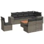 Garden furniture set 9 pieces and gray synthetic rattan cushions by , Garden sets - Ref: Foro24-3257817, Price: 594,50 €, Dis...