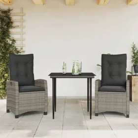 3-piece garden dining set with gray synthetic rattan cushions by , Garden sets - Ref: Foro24-3212782, Price: 394,30 €, Discou...