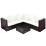 Set muebles de jardín 4 piezas y cojines ratán sintético marrón de , Conjuntos de jardín - Ref: Foro24-42990, Precio: 362,21 ...