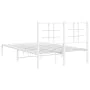 Metal bed frame with white headboard 120x200 cm by , Beds and slatted bases - Ref: Foro24-355608, Price: 82,46 €, Discount: %