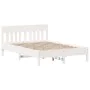 Bed frame with white pine wood headboard 160x200 cm by , Beds and slatted bases - Ref: Foro24-3216207, Price: 194,65 €, Disco...