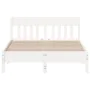 Bed frame with white pine wood headboard 160x200 cm by , Beds and slatted bases - Ref: Foro24-3216207, Price: 194,65 €, Disco...