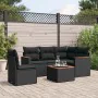 6-teiliges Gartensofa-Set und schwarze synthetische Rattankissen von , Gartensets - Ref: Foro24-3225978, Preis: 368,12 €, Rab...