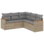 Gartensofa-Set mit beigem Kissenmix, 5-teilig aus PE-Rattan von , Gartensets - Ref: Foro24-3225961, Preis: 351,06 €, Rabatt: %