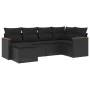 6-teiliges Gartensofa-Set und schwarze synthetische Rattankissen von , Gartensets - Ref: Foro24-3226174, Preis: 367,39 €, Rab...