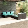 6-teiliges Gartensofa-Set und schwarze synthetische Rattankissen von , Gartensets - Ref: Foro24-3101449, Preis: 623,38 €, Rab...