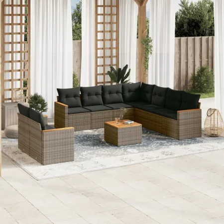 Garden sofa set 10 pieces with gray synthetic rattan cushions by , Garden sets - Ref: Foro24-3226109, Price: 669,98 €, Discou...