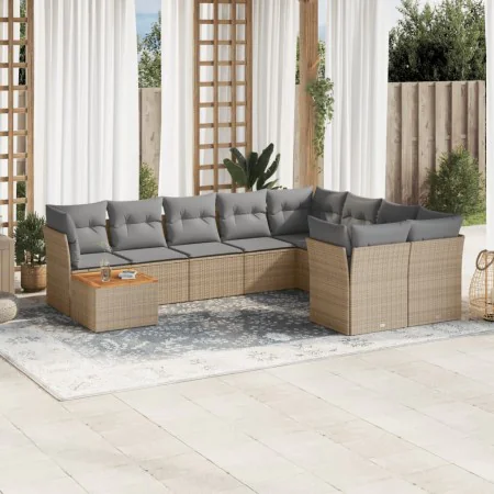 Garden sofa set with beige cushions 10 pieces synthetic rattan by , Garden sets - Ref: Foro24-3256157, Price: 675,79 €, Disco...