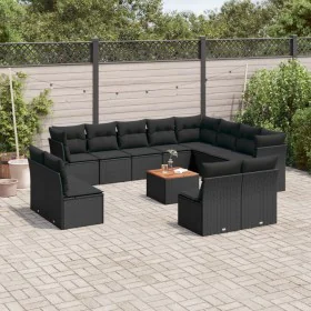 Gartensofa- und Kissenset 13-teilig aus schwarzem synthetischem Rattan von , Gartensets - Ref: Foro24-3256258, Preis: 861,60 ...