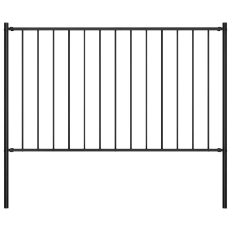 Black powder coated steel fence panel and posts 1.7x0.75 m by vidaXL, fence panels - Ref: Foro24-145209, Price: 72,72 €, Disc...