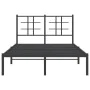 Bed frame with black metal headboard 120x200 cm by , Beds and slatted bases - Ref: Foro24-355559, Price: 96,98 €, Discount: %