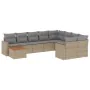 Gartensofa-Set mit 10-teiligen beigen Kissen aus synthetischem Rattan. von , Gartensets - Ref: Foro24-3256619, Preis: 730,88 ...