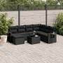 Set aus 8-teiligen Gartensofas und Kissen Kunstrattan schwarz von , Gartensets - Ref: Foro24-3252842, Preis: 584,19 €, Rabatt: %