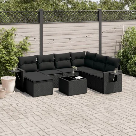 Set aus 8-teiligen Gartensofas und Kissen Kunstrattan schwarz von , Gartensets - Ref: Foro24-3252842, Preis: 584,19 €, Rabatt: %