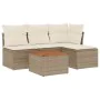 Gartensofa-Set mit Kissen, 5-teilig, beiges synthetisches Rattan von , Gartensets - Ref: Foro24-3255925, Preis: 318,13 €, Rab...