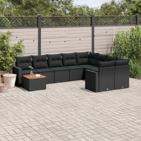 Gartensofa-Set 10-teilig mit schwarzen synthetischen Rattankissen von , Gartensets - Ref: Foro24-3256615, Preis: 688,30 €, Ra...